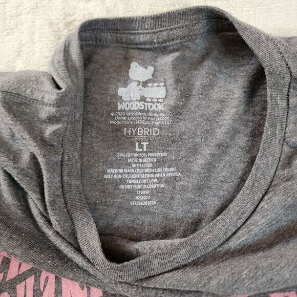Woodstock Heathered Gray Tshirt With Pink Graphics Suze Large Tall - Picture 4 of 5